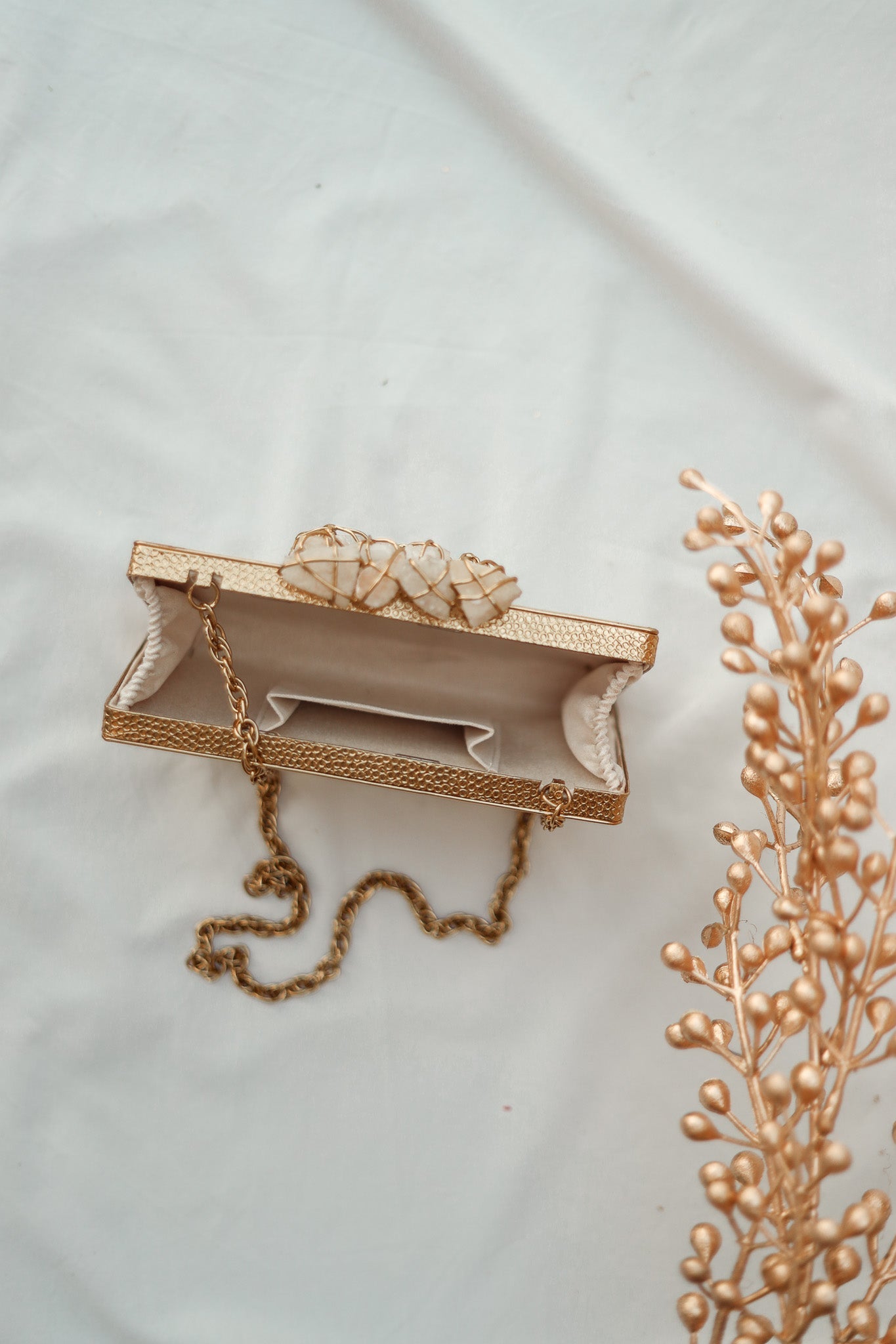 Women's Clutch Bag For Wedding, Lost Forever Brass Clutch, Selomenika