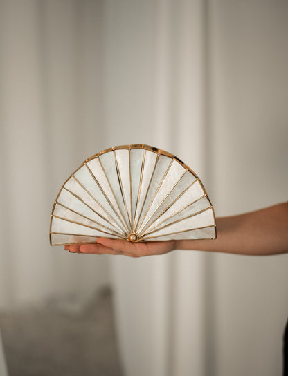 A Story to Carry Mother of Pearl Clutch (White)