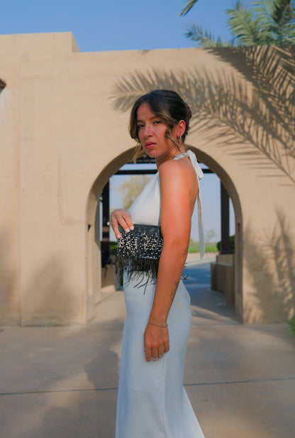 Elegance In The Dark Feather Bag