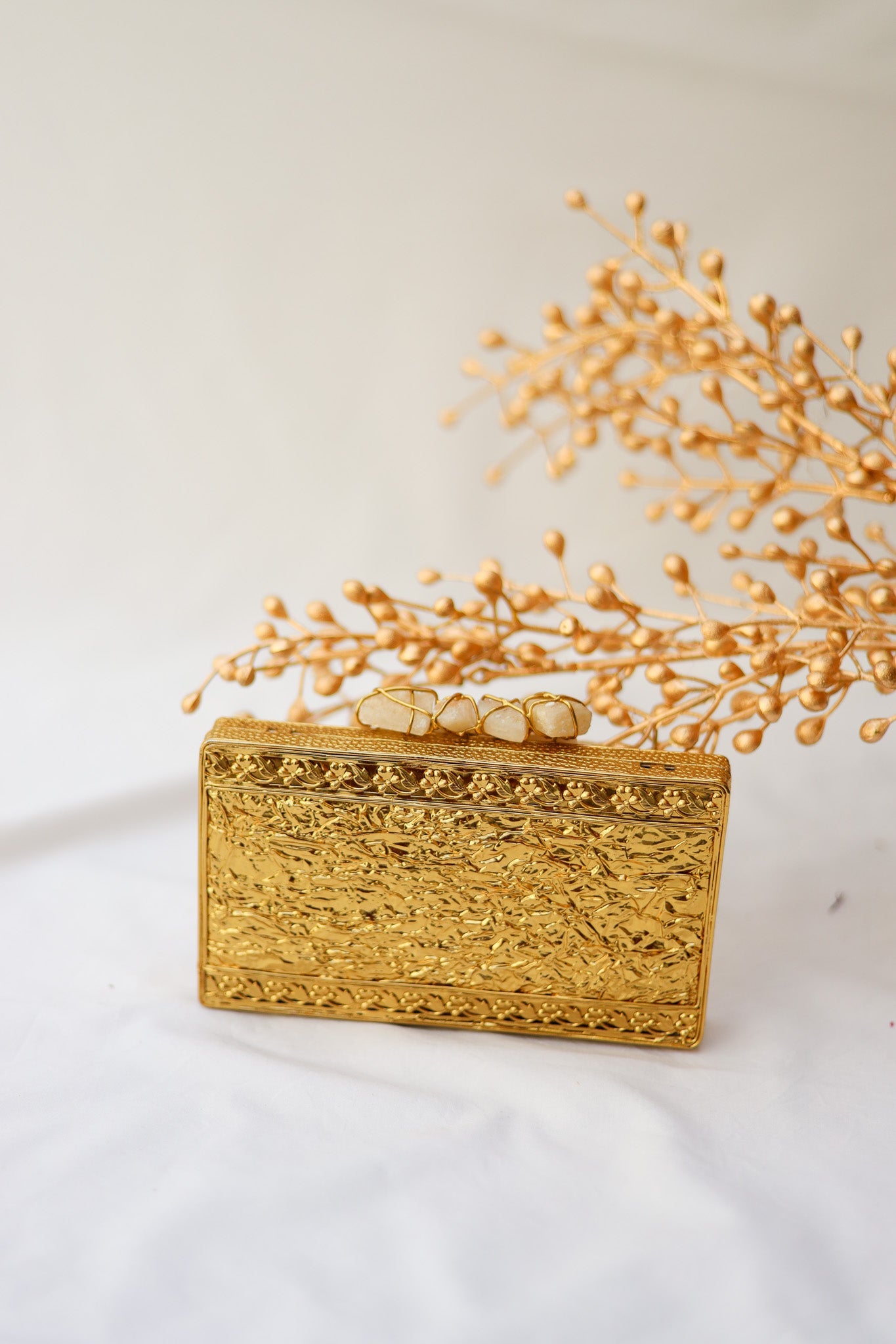 Women's Clutch Bag For Wedding, Lost Forever Brass Clutch, Selomenika