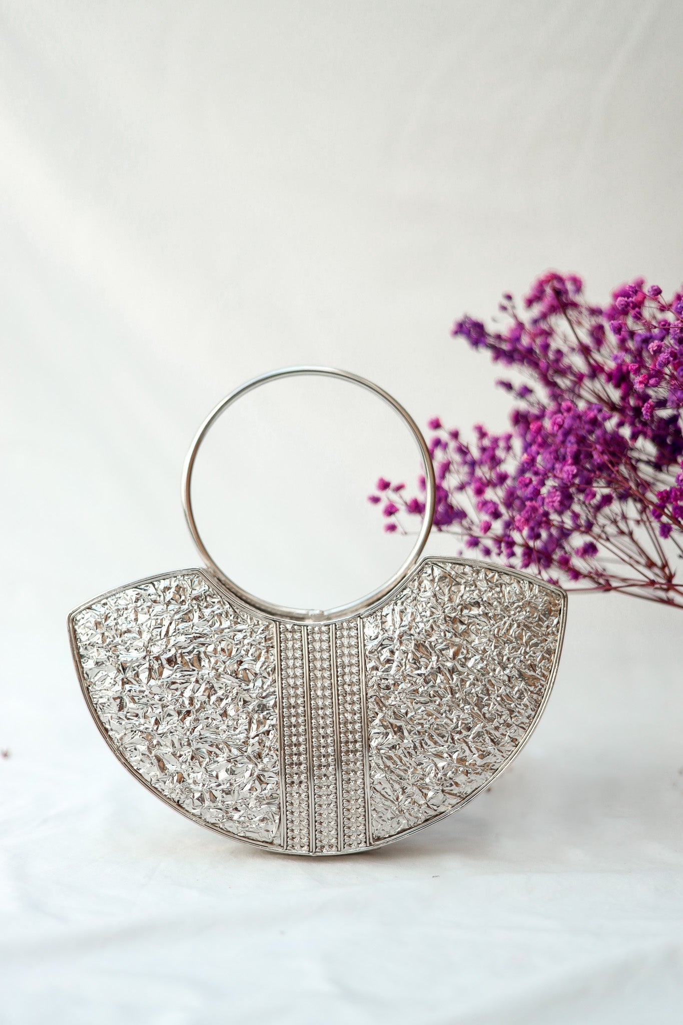 Silver Clutch Evening Bag, Make Yourself Happy Silver Bag, Selomenika
