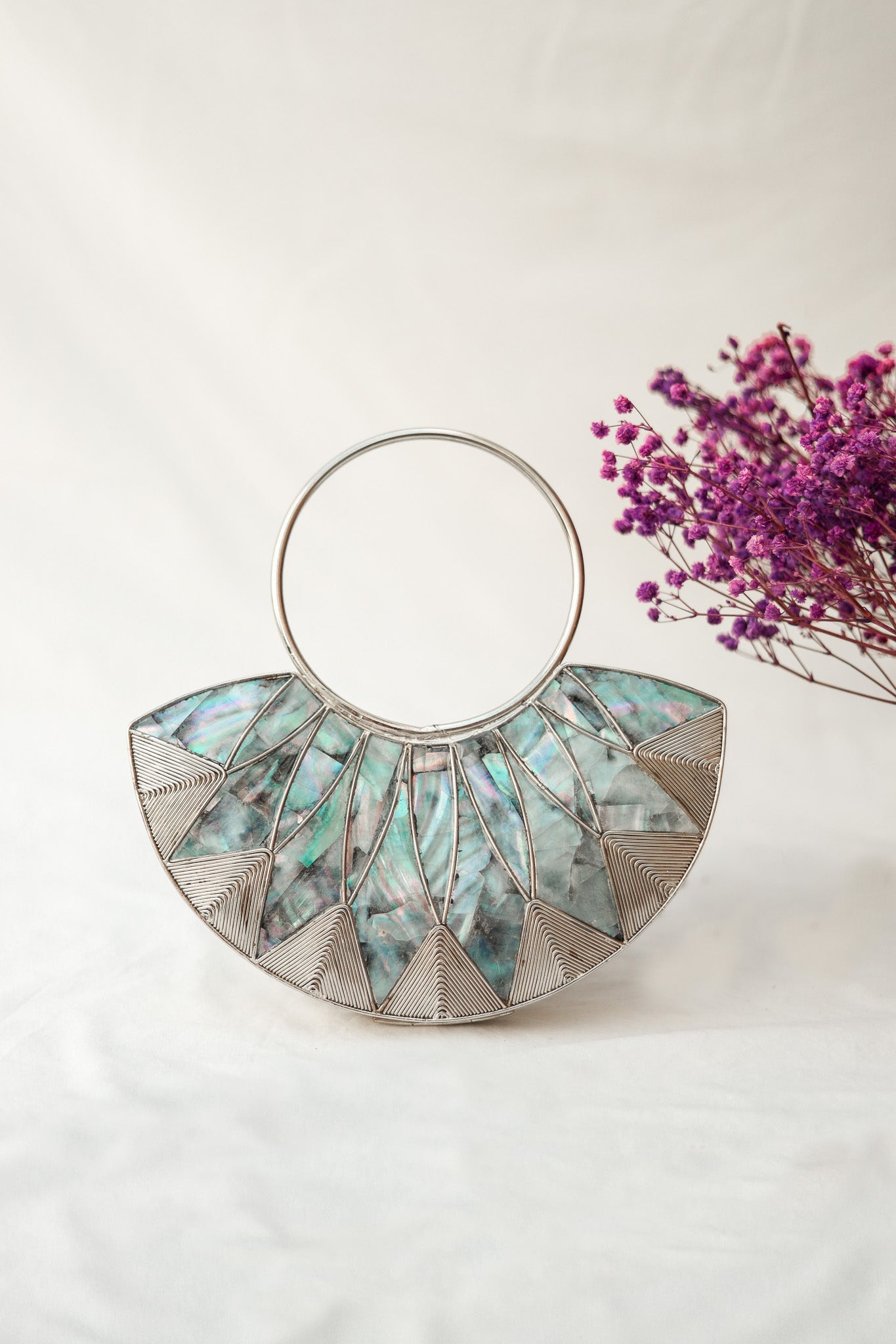 Silver Clutch Evening Bag, Make Yourself Happy Silver Bag, Selomenika