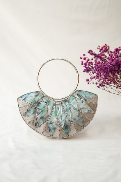 Silver Clutch Evening Bag, Make Yourself Happy Silver Bag, Selomenika