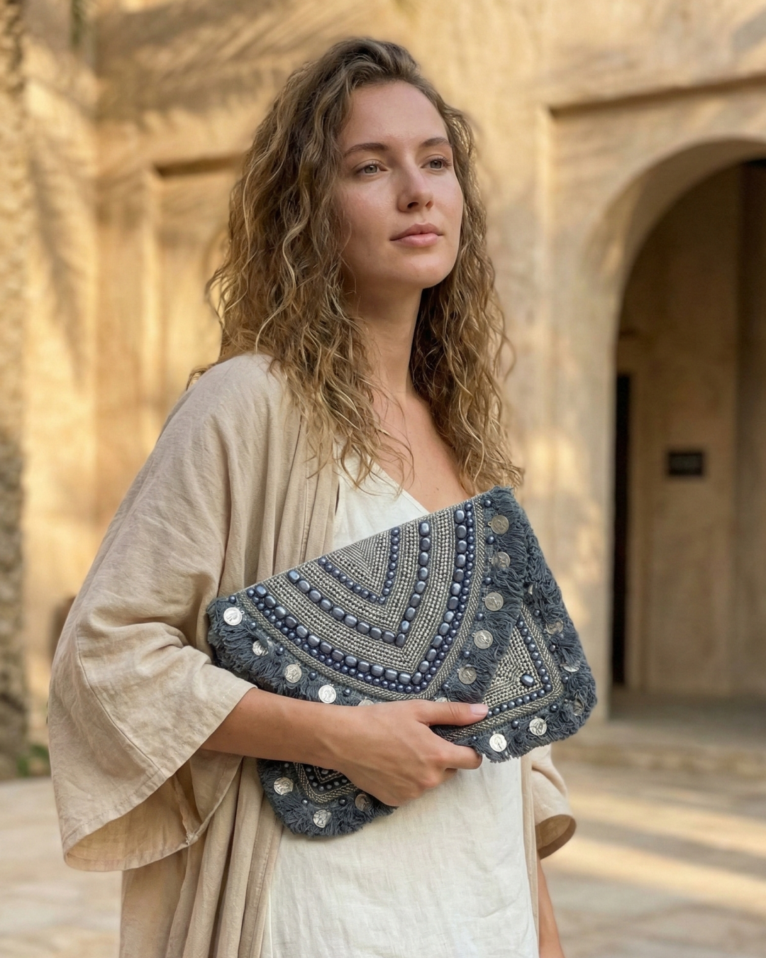 Gray Spark Bohemian Clutch